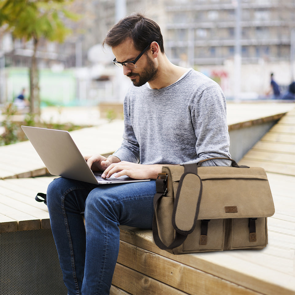 Messenger Bag for Men,Water Resistant Unisex Canvas Shoulder Bag