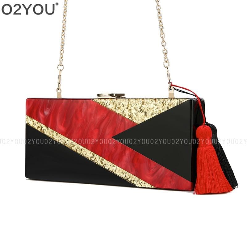 Mini Women Acrylic Clutch Bag, Acrylic Bag Gold Chain