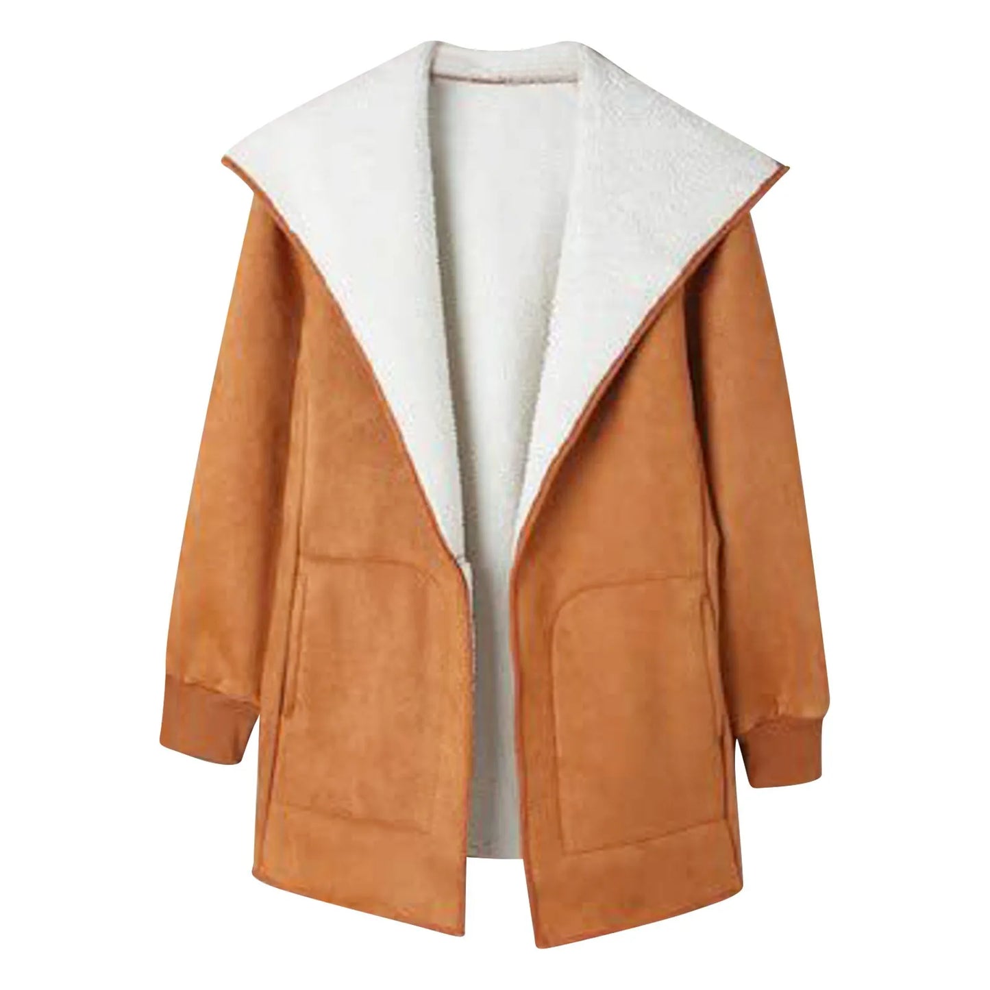 Casual Suede Leather Jackets Fall And Winter Long Sleeved Lamb Wool Fleece Coats Ladies Lapel Cardigan Cotton Coat