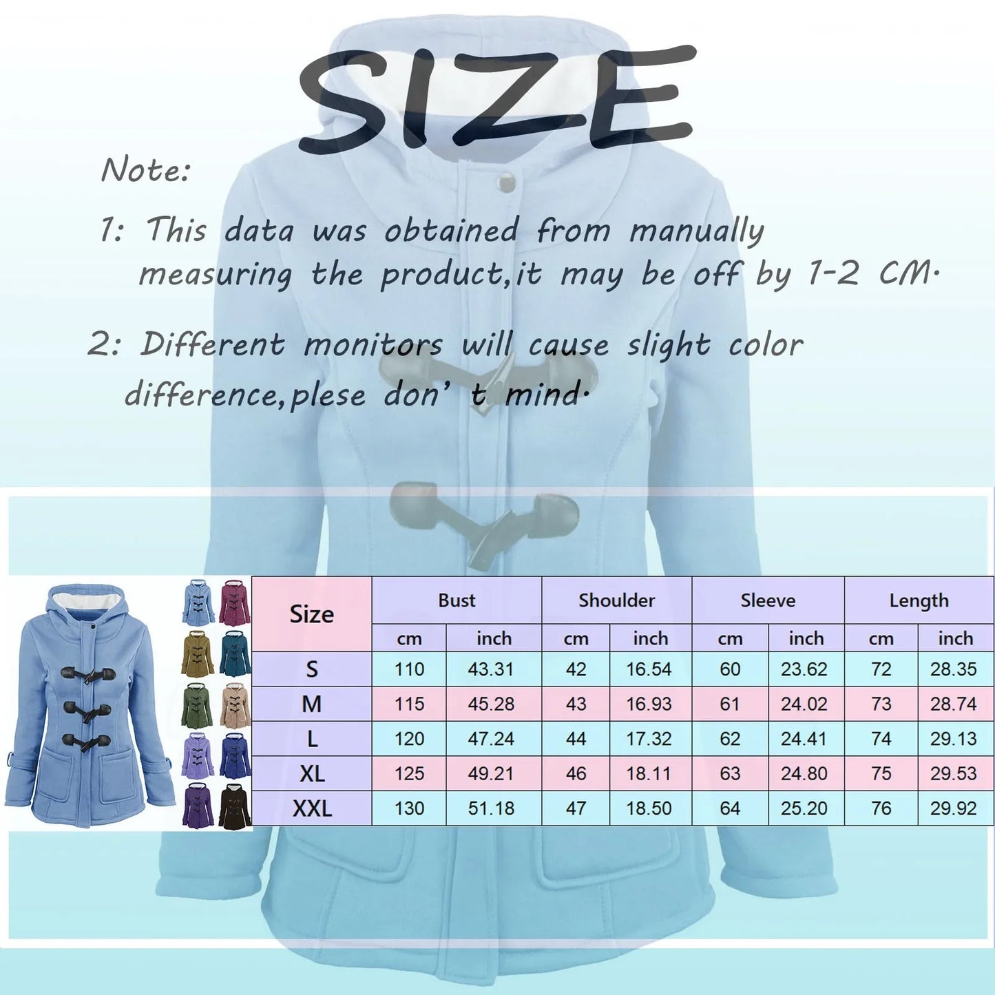 Women Thickened Basic Jackets Fall / Winter Zipper Hooded Coat Female Long Trench Coat Horn Button Outwear Ladies Fleece Jacket