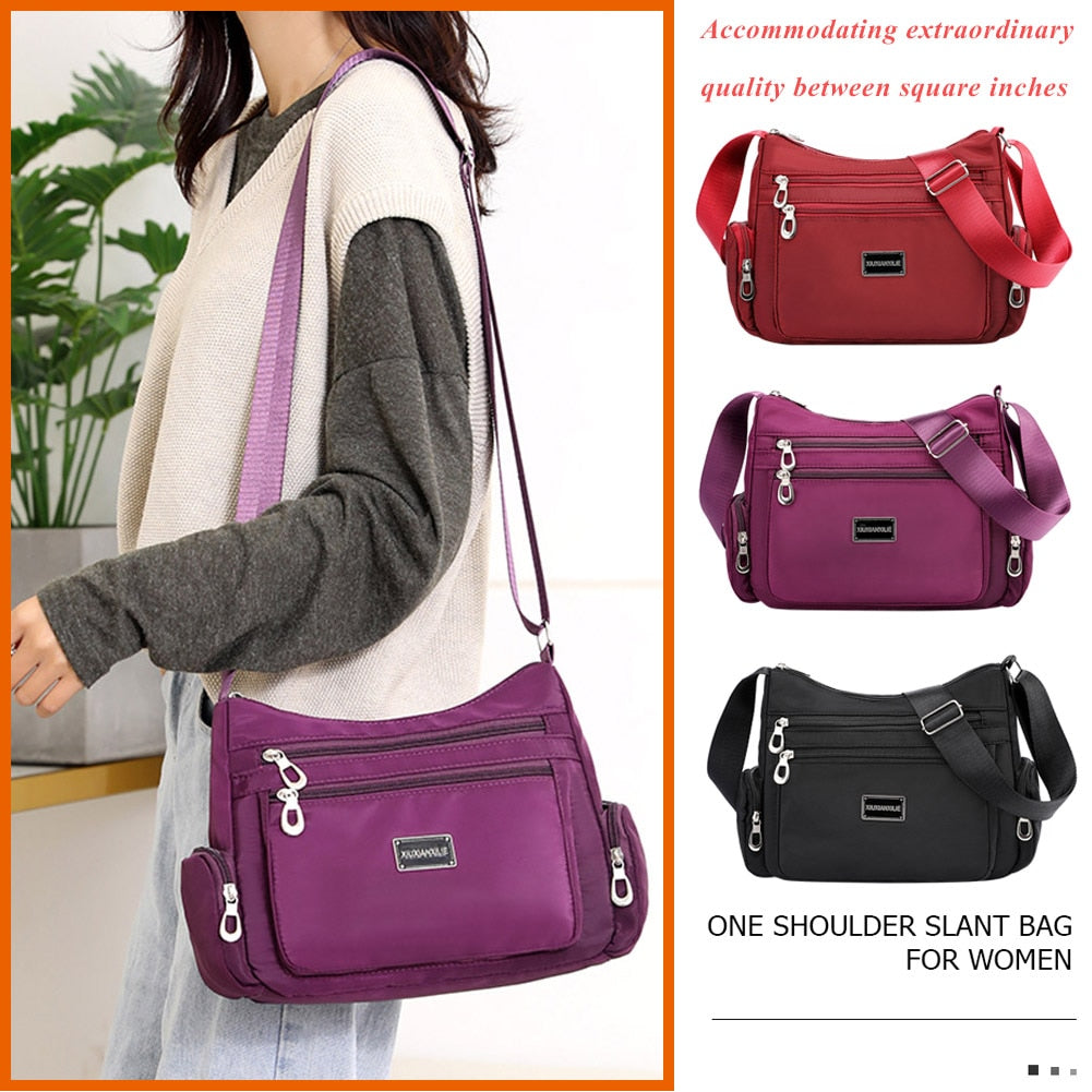 Vintage Solid Crossbody Bag Casual Women Nylon Shopping Shoulder