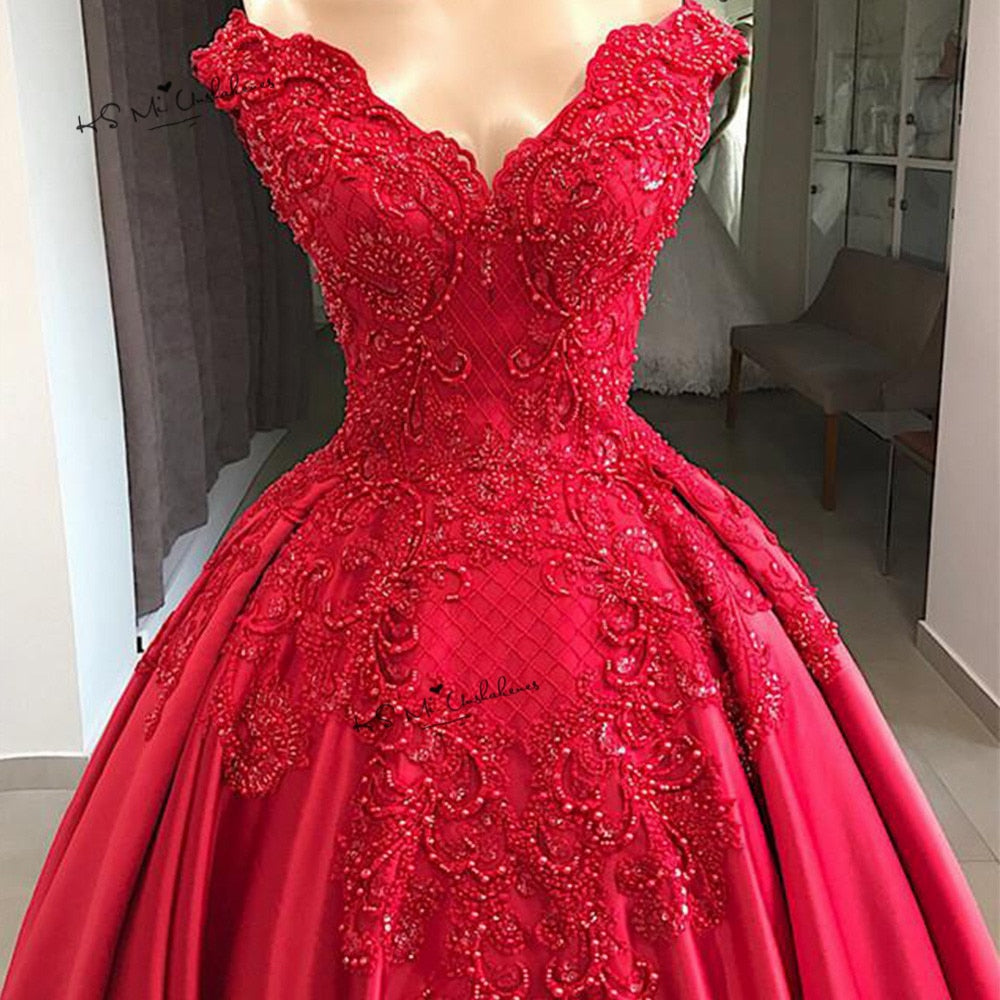 2021 Red Wedding Dresses With 3d Rose Flowers Cathedral Train Arabic Middle  East Church Off Shoulder Backless Wedding Gowns - Wedding Dresses -  AliExpress