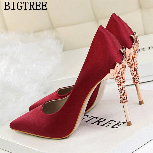 Red Heels Wedding Shoes Bride New Arrival 2020 Women High Heels Dress Shoes