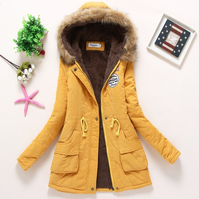 New Winter Women Jacket Medium long Thicken Outwear Hooded Wadded