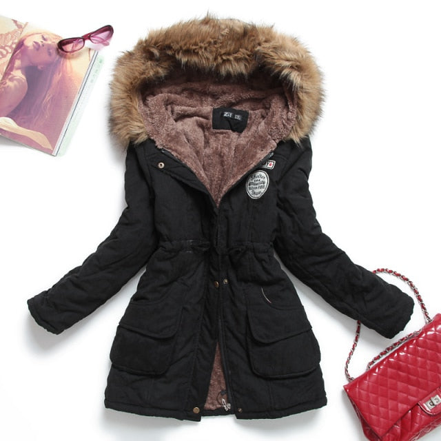 Thick Winter Coat Women Winter Jacket Fur Lining Hooded Parkas