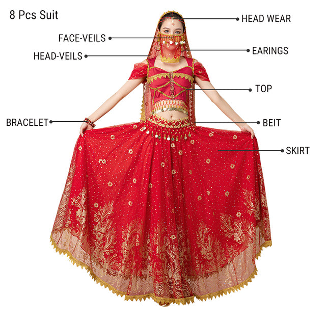 4pcs/set Belly Dance Costume Bollywood Costume Indian Dress Women